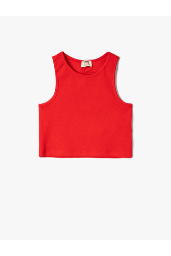 Koton Crop Tank Top Sleeveless Loose Textured Cotton