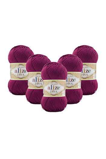 Alize Diva Hand Knitting Yarn 100 Gr. Pack of 5 (100Gr X 5 Pieces)