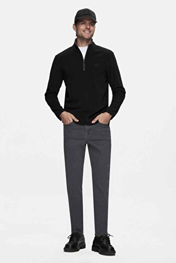UCLA Fausto Gray Denim Embroidered Standard Fit Men's Trousers