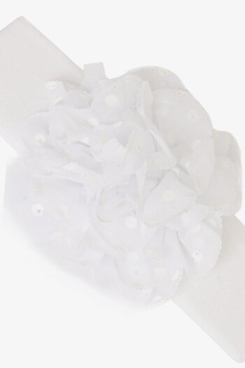 Minidamla White Rose Polka Dot Patterned Baby Girl Hair Band