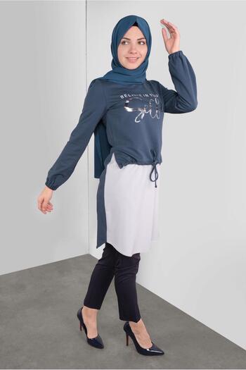 Alvina 41230 Model Printed and Lace-Up Tunic