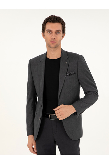 Cacharel Antrasit Slim Fit Yün Karışımlı Ceket 50292488-VR006