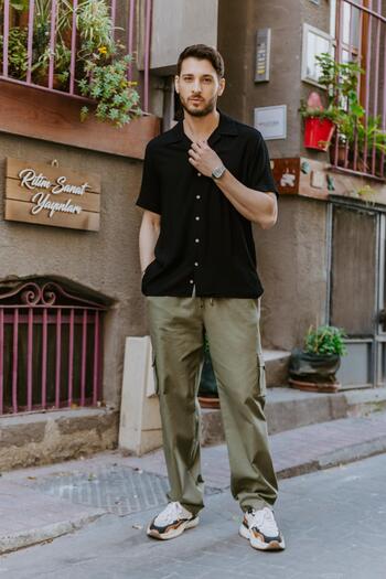 Los banditos Men's Relaxed Fit Trousers with Elastic Waist and Leg Pockets