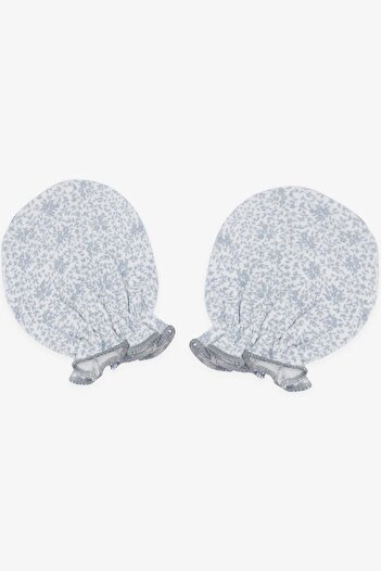Breeze Gray Leaf Patterned Newborn Baby Gloves