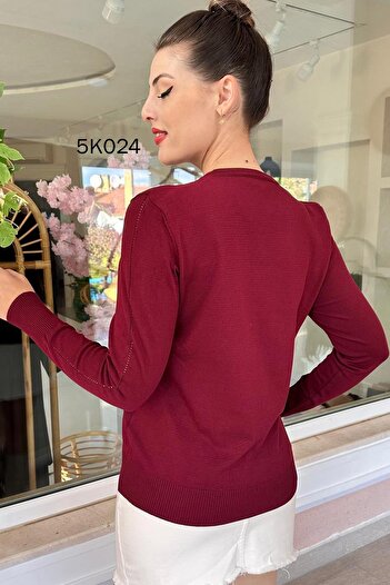 İnce Topuk V-Neck Knitwear Blouse 5K024