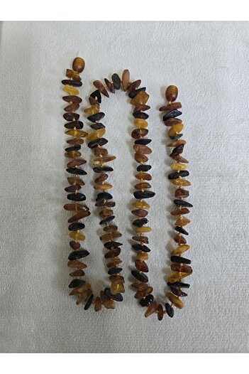 Combin Accessory Ham Baltık Damla Kehribar Taşlı Yetişkin Kolye ( Parlatılmamış Ham Taş Damla )