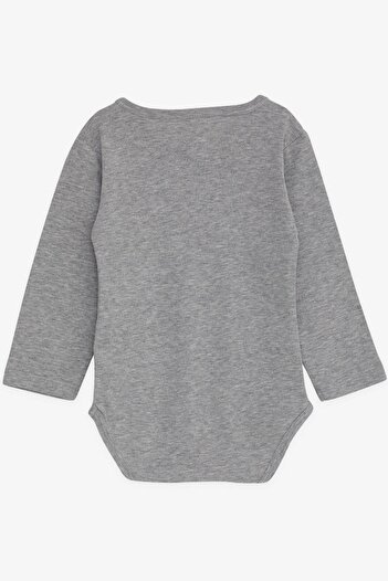 Breeze Baby Boy Snap-On Bodysuit with Glasses Teddy Bear Printed 9 Months-3 Years, Dark Gray Melange