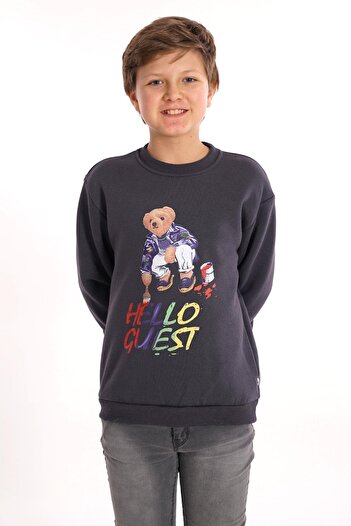 zepkids Hello Guest Printed Smoked Color Boy's Sweat
