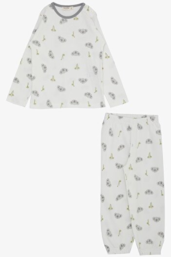 Breeze Baby Girl Pajama Set Cute Koala Patterned 9 Months-3 Years, Ecru