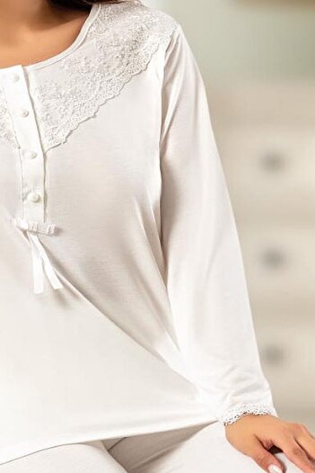Xses 2020 Women's Long Sleeve Pajama Set-Ecru