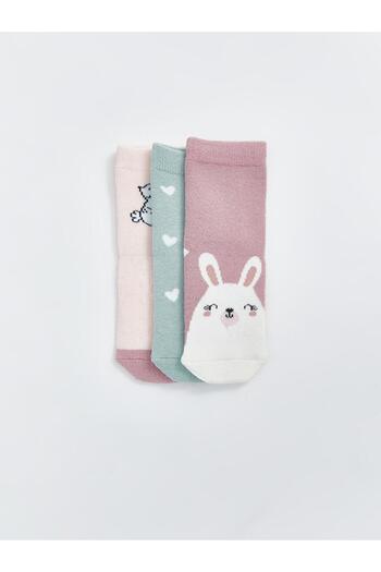 LC Waikiki Lcw Baby Printed Baby Girl Socks 3-Piece (W4)