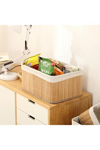 BLUE SİDE 4lü Pinterest Stil Hasır Sepet Saklanabilir Model Saklama Sepeti Organizer Sepeti