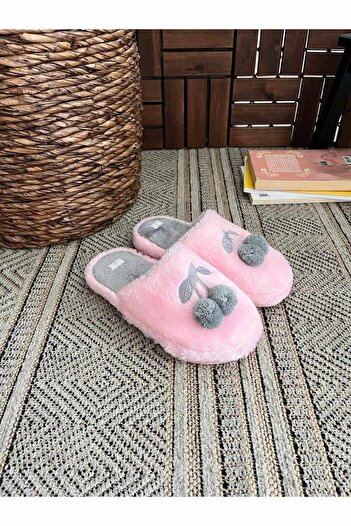 Behtah Kundura Fluffy Cherry Slippers - Γυναικείες παντόφλες σπιτιών, γούνινες παντόφλες και πακέτο προίκας