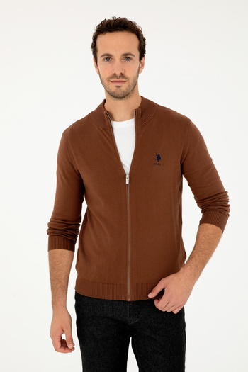 U.S. Polo Assn. Erkek Kahverengi Basic Triko Hırka 50293526-VR029