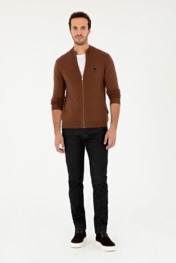 U.S. Polo Assn. Erkek Kahverengi Basic Triko Hırka 50293526-VR029