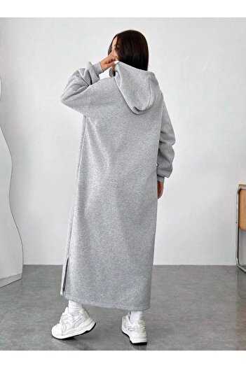DryMod Hijab Hooded 3 Thread Tiered Long Tunic Blouse Sweatshirt