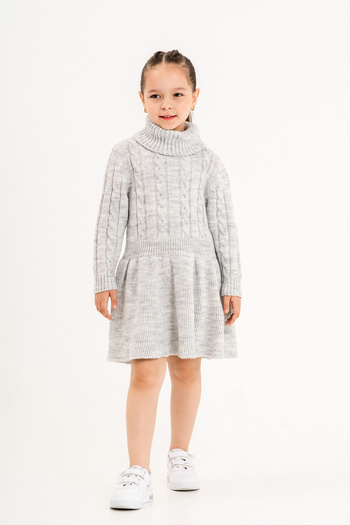 Cloudy Kids Girl's Hair Braided Turtleneck Knitwear Dress