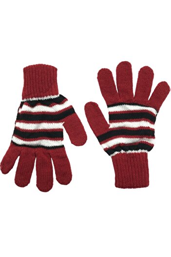 AXE SPORTSWEAR Women's Winter Red Soft Textured Striped Patterned Knitwear Knitted Gloves Knitwear Gloves