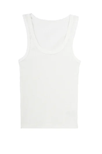 Nicoletta Women's Ribbed Tank Top - Thick StrapBasicCamisole Ecru