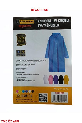 Meşem Λευκό Eva Raincoat - Φούτσα με κουκούλα και κουμπιά μπροστά