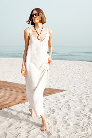 İKİKIZ Crinkle Linen Rope Strap Dress