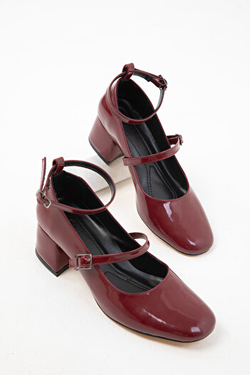 SOHO Claret Red Patent Leather 19918 Model Classic Women's Heeled Shoes