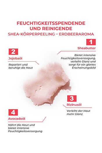THE BATH FACTORY Hydratační a čistící bambucký tělový peeling - jahodová příchuť 300g