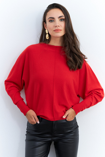 Cool & Sexy Pulover de damă cu mânecă liliac roșu YİL558