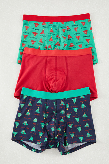 Trendyol Collection Újévi nyomtatott 3 db pamut boxer készlet - TMNAW25BX00024