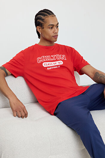 Trendyol Collection Red - Navy Regular Fit Knitted Pajamas Set Tmnaw25Pt00027