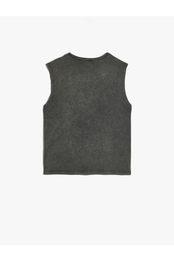 Koton Crew Neck Cotton Basic Tank Top - Applique Detailed