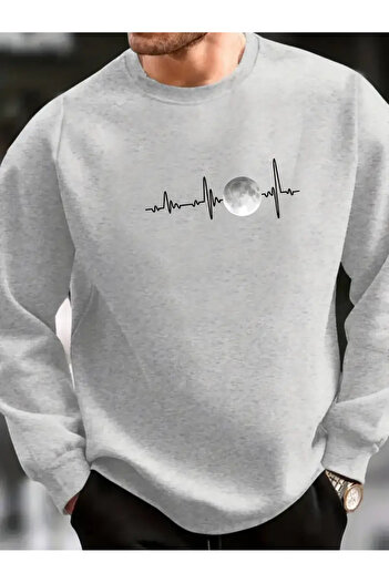 Pink Sky Large Size Printed Oversize Sweatshirt