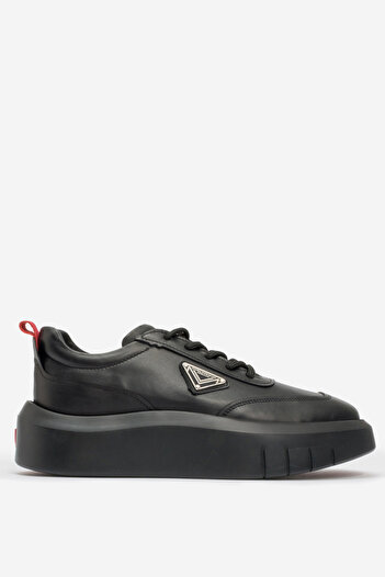 MARCOMEN Ανδρικό Sneaker - Χοντρή σόλα, κορδόνια, γνήσιο δέρμα, 19551 Μαύρο