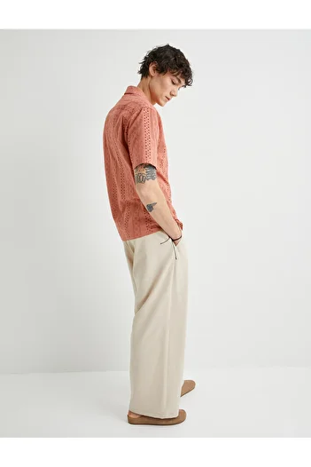 Koton Baggy Fabric Loose Pants with Buttons and Chino Pocket Detail