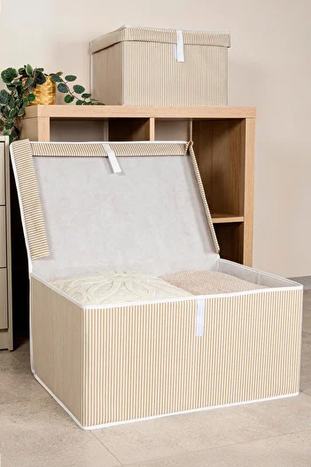 ALAS 3 Pieces - Multi-Purpose (Laundry-storage-organization Etc.) Storage Bag with Lid, Box Mega 60x40x30 - Brown
