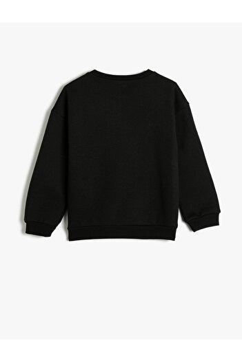 Koton Sweatshirt Crew Neck Long Sleeve Bead Detailed Raised