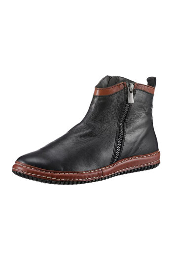 İNZE AYAKKABI Black Genuine Leather Boots - Model Name: Fluorite