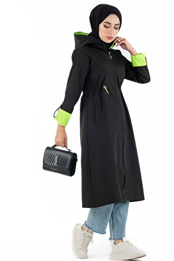 Sevitli Neon Trench Coat-black