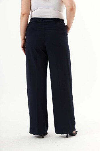 RMG Plus Size Palazzo Trousers Navy Blue