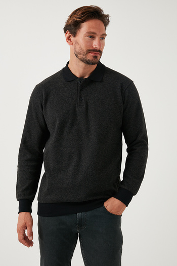 Buratti Cotton Regular Fit Buttoned Polo Collar Sweater Men's Sweater456211