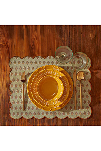 Bella Maison Indian Porcelain 12 Piece Dinner Set for 4 People Mustard