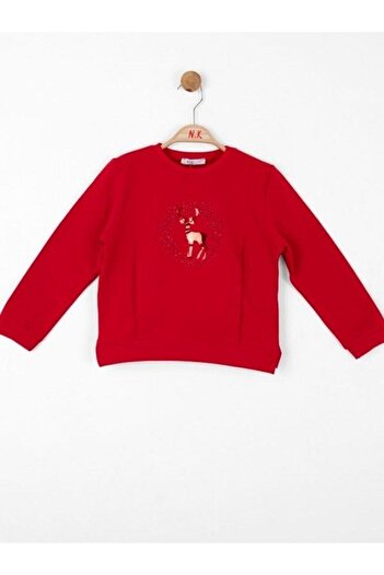 NK Girl's Shiny Deer Printed Sweatshirt