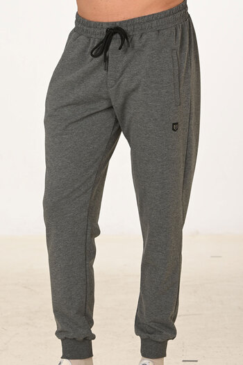 Marco Ferry Anthracite Men's Two Thread Classic Model Pocket Cuffed Leg Large Size Sweatpants Edy5428b-a