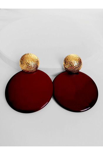 Marlenka Burgundy Gold Detail Earrings