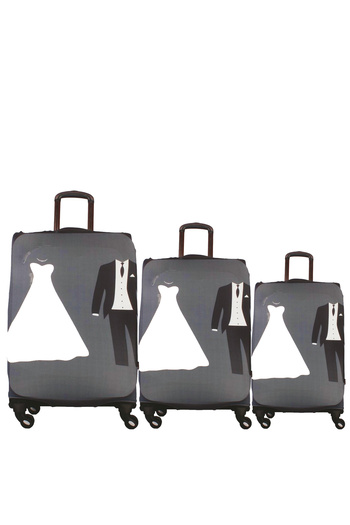 MY SARACİYE Saracye Luggage Cover - Suitcase, Medium and Cabin Size Set, Bride Groom 08