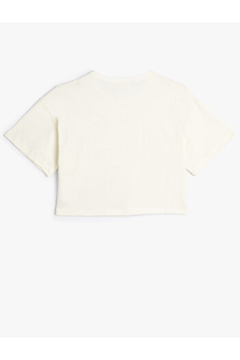 Koton T-shirt w kształcie serca, z krótkim rękawem i okrągłym dekoltem, bawełniany