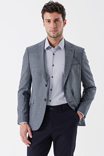 İmza Темно-сірий монокомір з лацканами 6 Drop Slim Fit Класичний піджак 1002235133