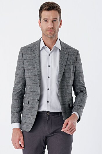 İmza Темно-антрацитовий монокомірний підкладковий піджак Slim Fit 1002235134