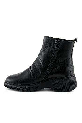 İNZE AYAKKABI Black Genuine Leather Boots - Model Name: Turtle Eye