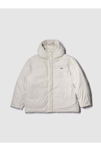GAP Erkek Kırık Beyaz Geri Dönüştürülmüş Gap Logo Puffer Şişme Mont